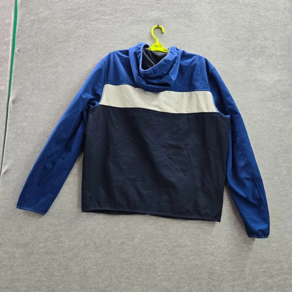 Tommy Hilfiger Men Jacket Large Blue Colorblock Fleece Lined‎ Hooded Full Zip